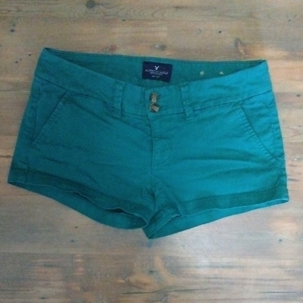 American Eagle Outfitters Teal High Waist Shorts